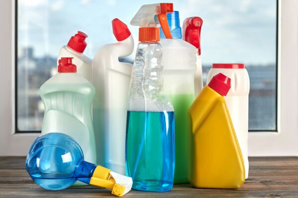 Set of chemicals for house cleaning.