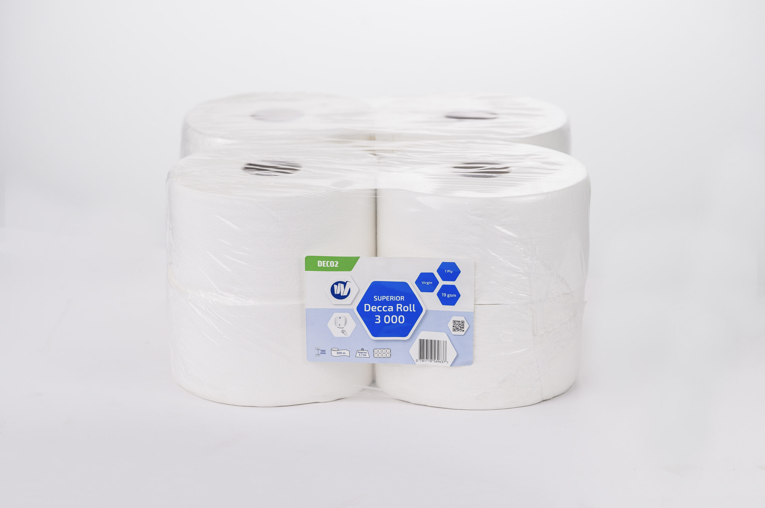 Industrial Toilet Paper - 1Ply Decca Roll 3000